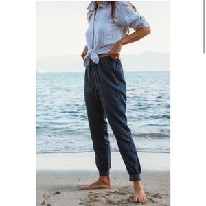 Faherty Arlie Day Jogger Cotton/Linen Blend Pant Navy Size Medium